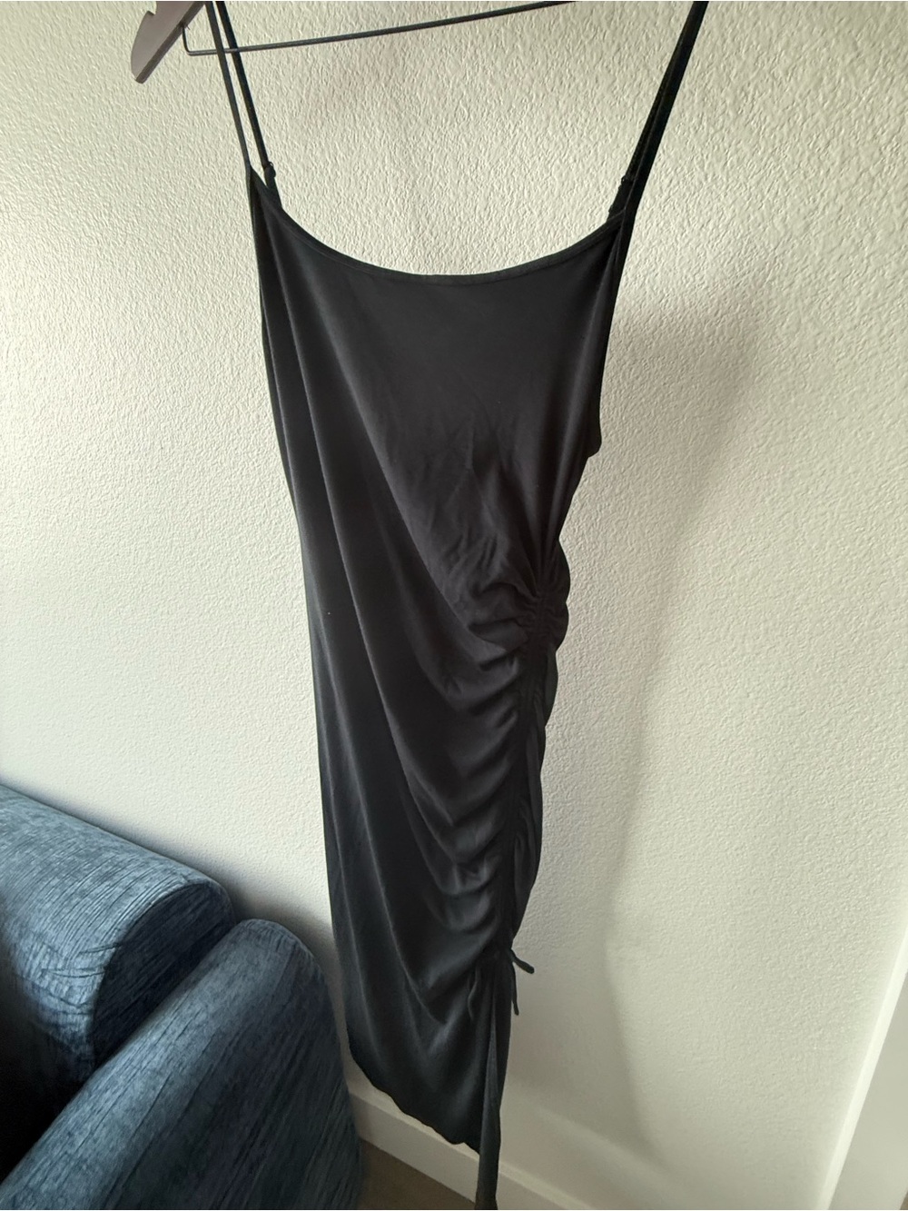 Wilfred Black One-Shoulder Ruched Slip Dress size M